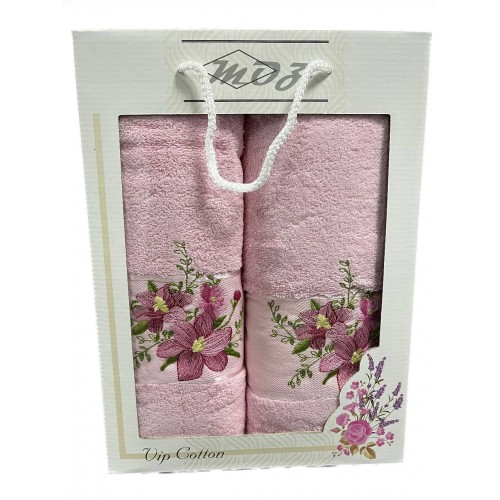 Подарочный набор полотенец MOZ Сattleya Турция Розовый